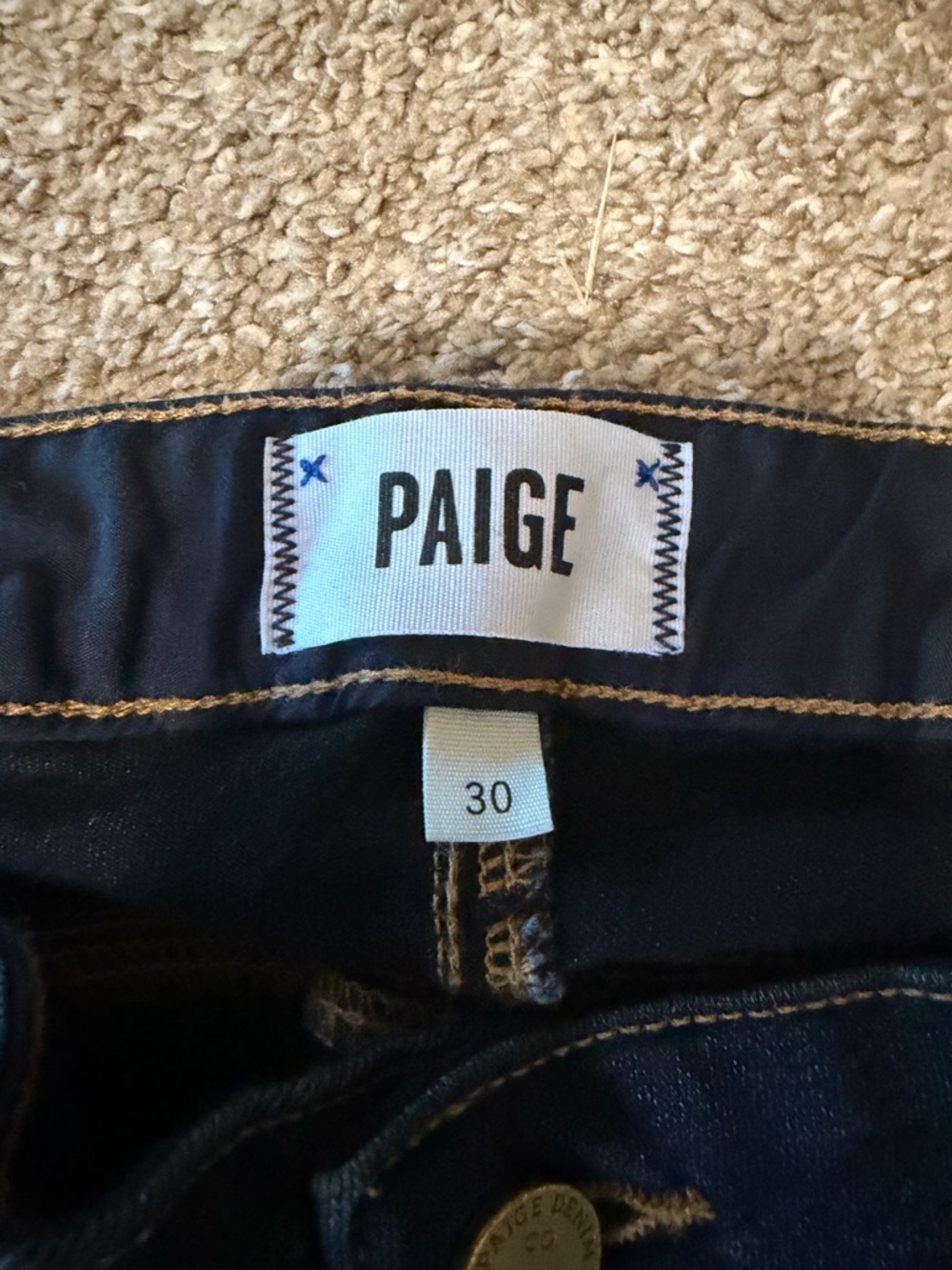 PAIGE Dark Indigo Jeans - Black Stitching